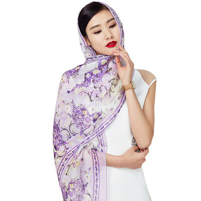 

【Jingdong Supermarket】 Everything wensli silk silk scarf long cloak beach towel lavender gift box long towel Provence sky
