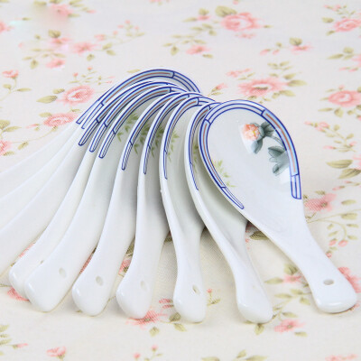 

[Jingdong supermarket] rhyme Tang glaze in the color bone porcelain incense garden small spoon rice spoon 4 loaded