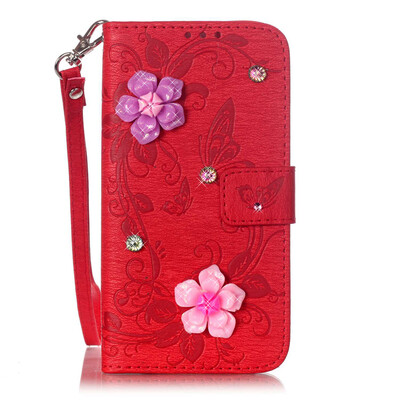 

Red Butterfly Style PU Leather Flip Cover Wallet Card Holder Case for LG K7