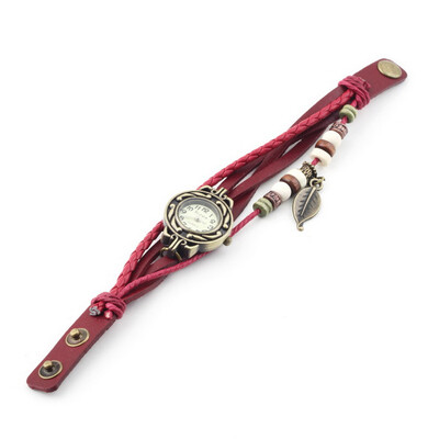 

Fashion Retro Leaf Bracelet Watch Quartz Movement Wrist Watch Girl Women