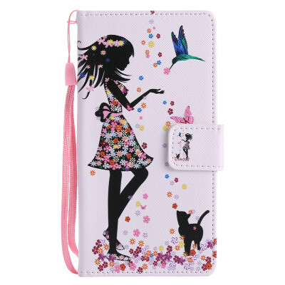 

Girl&Cat Design PU Leather Flip Cover Wallet Card Holder Case for SONY XZ