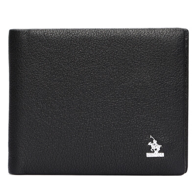 

St. Paul's wallet cowhide men's business casual two fold short wallet multi-card bit black