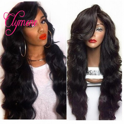 

Clymene Hair 180 Density Glueless Full Lace Wigs with Bangs Side Part Wavy Virgin Human Hair Full Lace Brazilian Wigs Pre Plucked