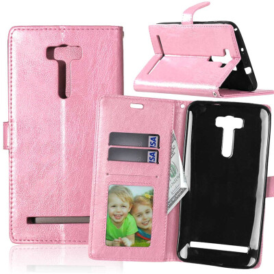 

Pink Style Classic Flip Cover with Stand Function and Credit Card Slot for Asus Zenfone 2 Laser ZE601KL