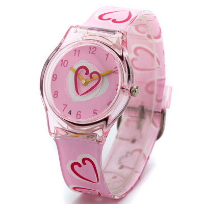 

Zeiger Fashion Cartoon Children Kids Pink Heart Analog Quartz Silicone Band Strip Wrist Watch Cute Gift