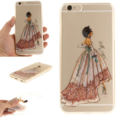 

Hand-painted dress Pattern Soft Thin TPU Rubber Silicone Gel Case Cover for IPHONE 6 Plus