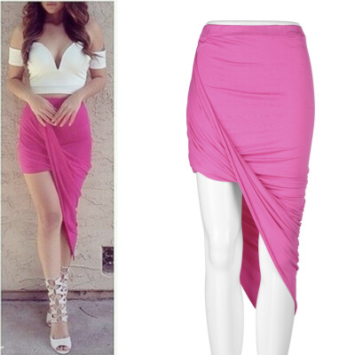 

Draped Asymmetrical High Waisted Stretch Bodycon Low Mini Maxi Skirts New