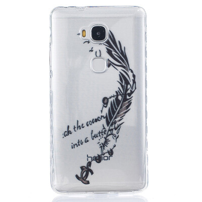 

Black feathers Pattern Soft Thin TPU Rubber Silicone Gel Case Cover for HUAWEI Honor 5X