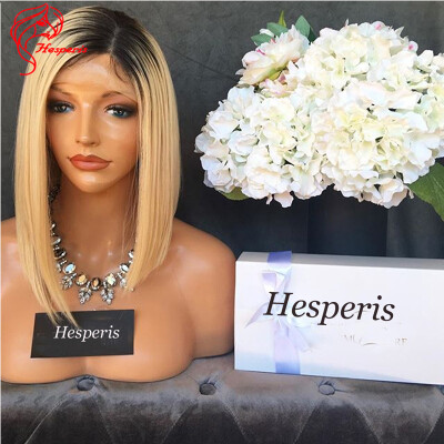 

Hesperis Hot Sale Brazilian Virgin Hair Fashion Ombre Straight Full Lace Human Hair Wigs 1B/27 Two Tone Ombre Lace Front Wigs