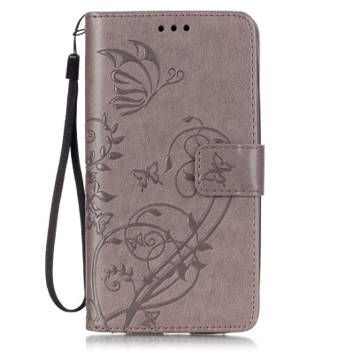 

Gray Flower Design PU Leather Flip Cover Wallet Card Holder Case for MOTO X PLAY