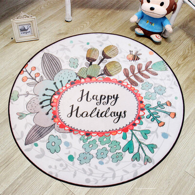 

Green reed round mat mat mattress bedroom bedside mat mat happy holiday diameter 80cm