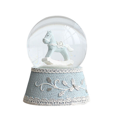 

【Jingdong Supermarket】 Yimi home crystal ball music box creative Decoration Eight sound box / send girls / Tanabata gift / birthday gift blue pony