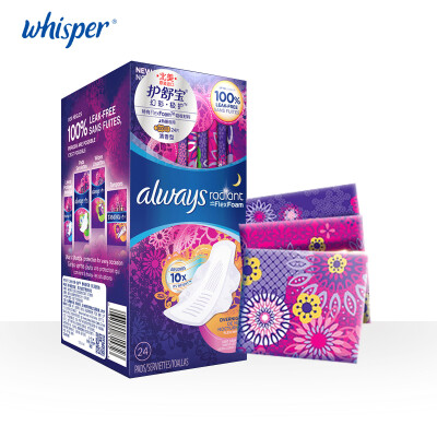 

Whisper always Tampon RADIANT Colorful Women Pads Health Care Dry Surface Sanitary Napkin 300mm Night use 24 pcs=1 box Ultra Thin