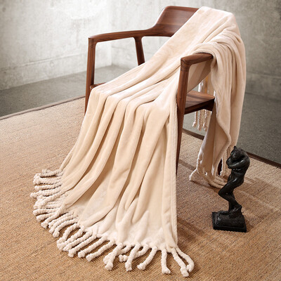 

Yutian leisure blanket autumn&winter sofa blanket blanket towel was shawl blanket office home air conditioning blanket flannel casual blanket beige 127 152cm