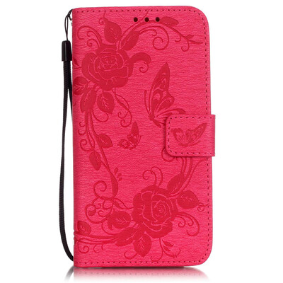 

Rose Butterfly Style PU Leather Flip Cover Wallet Card Holder Case for LG K7