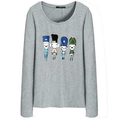

Semir Women&39s round neck cartoon printed cotton long-sleeved T-shirt Korean version of the shirt 19316010906 in the flower gray M
