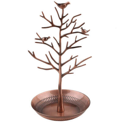 

Retro Bird Tree Jewelry Earrings Ring Stand Holder Show Rack Necklace Display