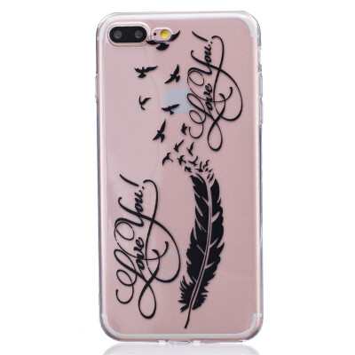 

LOVE Feathers Pattern Soft Thin TPU Rubber Silicone Gel Case Cover for IPHON 7 Plus