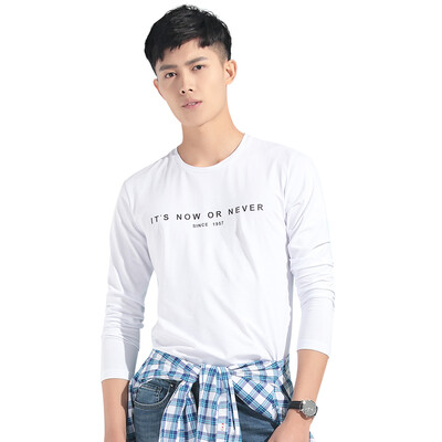 

Red Bean Hodo Men Business Casual Fashion Simple Letter Print Men's Long Sleeve T-Shirt W1 White 185 / 100A