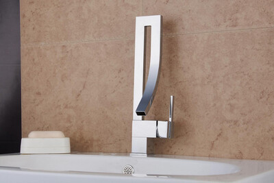 

Newly Modern Simple Bathroom Waterfall Widespread Basin Sink Faucet Chrome Polish Single Handle Single Hole Mixer Tap Deck Mount