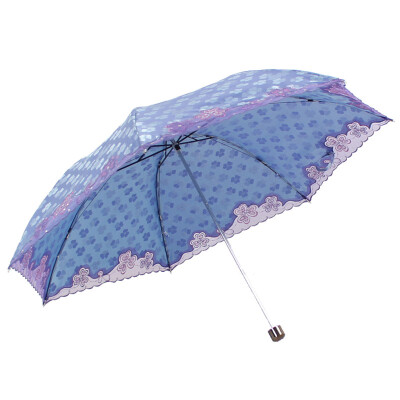 

Paradise umbrella full of sunshine stickers embossed sequins three leaf flowers three fold embroidered pencils sunny umbrella purple blue 33211E