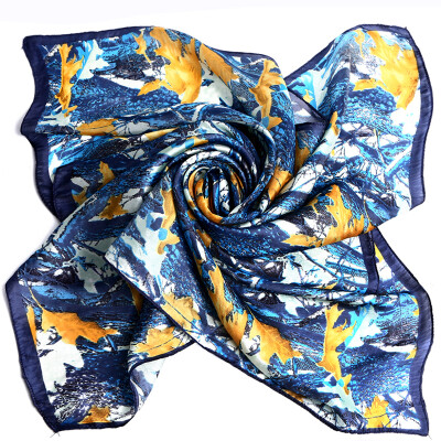 

MSEK WSJ141710 Women&39s scarves silk satin square generous scarves silk silk scarves shawls 7 deep blue