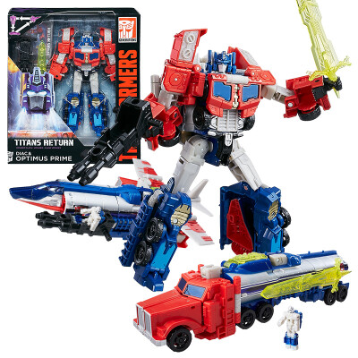 

Hasbro (Hasbro) Titan Трансформаторы Voyager-класс игрушка войны три трансформатора Optimus Prime (красный и синий) C0276