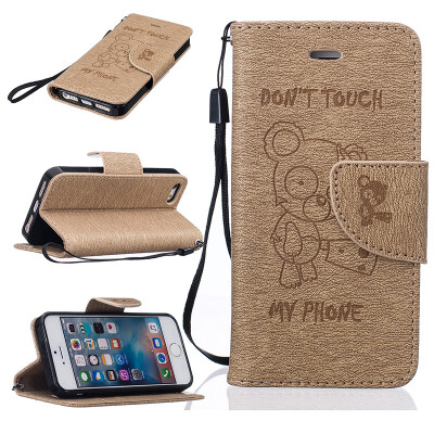 

Gold Bear Style Embossing Classic Flip Cover with Stand Function and Credit Card Slot for IPHONE 5/5S/5SE