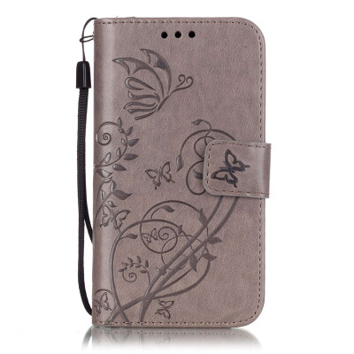 

Gray Flower Design PU Leather Flip Cover Wallet Card Holder Case for SAMSUNG J1 ACE