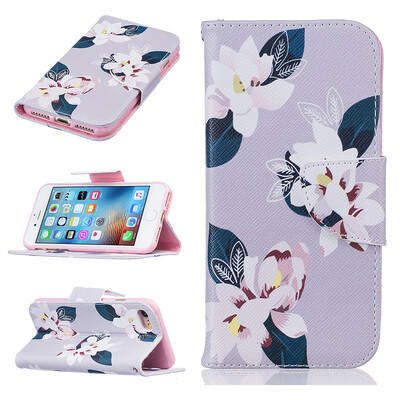 

Gray lily Design PU Leather Flip Cover Wallet Card Holder Case for IPHONE 7