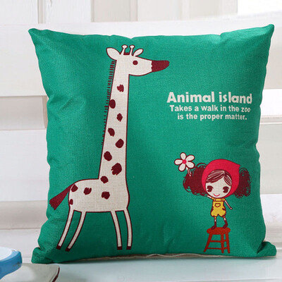 

Green reed linen cushions pillow office car car waist pillow with core 45x45cm elk