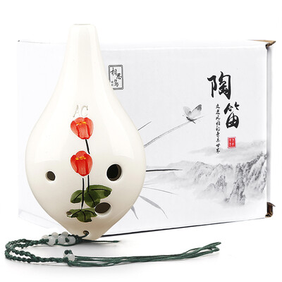 

Acacia LOVEBIRD 6 hole pottery flute long mouth AC tune six hole ac painted magnetic flute beginner with textbook lanyard XS2028 flowers