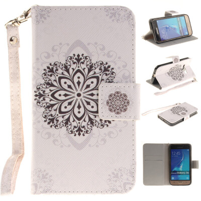 

Datura flowers Design PU Leather Flip Cover Wallet Card Holder Case for SAMSUNG GALAXY J1 2016 /J120