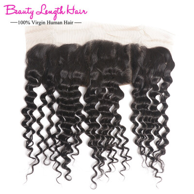 

Peruvian Deep Wave Frontal 13x4 Ear To Ear Lace Frontal Bleached Knots Beauty Length Hair Human Hair Full Lace Frontal