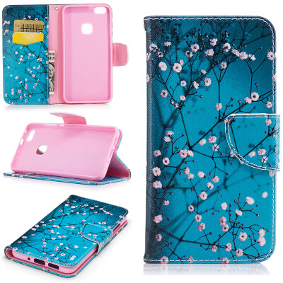 

Plum blossom Design PU Leather Flip Cover Wallet Card Holder Case for Huawei P10 Lite