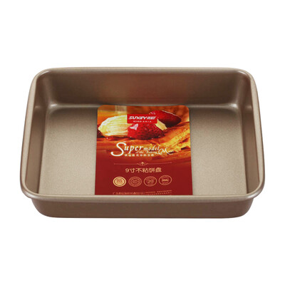 

Yang morning baking tools 9 inch golden rectangular non-stick cake mold baking oven with oven cookies chicken wings bread baking tray
