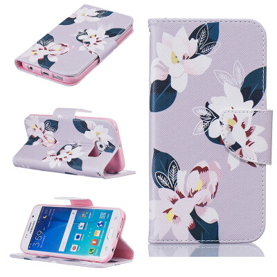 

Gray lily Design PU Leather Flip Cover Wallet Card Holder Case for SAMSUNG GALAXY S6 Edge