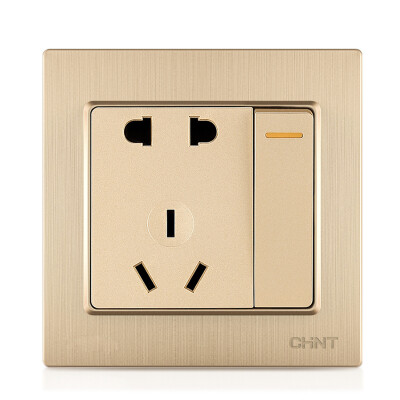 

Zhengtai (CHNT) socket panel five-hole socket 10A brushed gold 7L series NEW7-L11102A