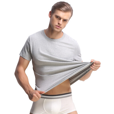 

Heng Yuan Xiang men short-sleeved T-shirt solid color elastic cotton underwear shirt Slim round collar thin section of pomegranate 180105