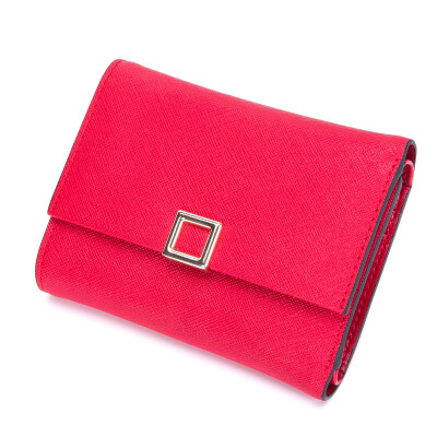 

Aokang lady wallet leather short paragraph zipper wallet big notes folder multi-card bit mini simple wallet 8613808042 red