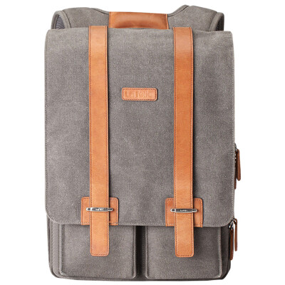 

Lafolie Apple Laptop Mac Book Retro Male Shoulder Bag Canvas Computer Backpack Notebook Bags Gray 15.6