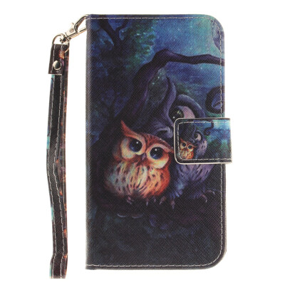 

Oil painting owl Design PU Leather Flip Cover Wallet Card Holder Case for LG K10