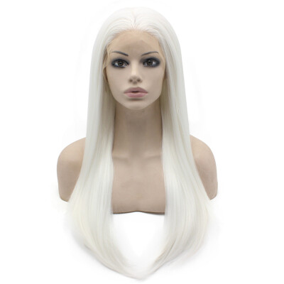 

Long Straight Snow White Natural Lace Front Cosplay Party Wig