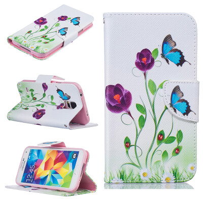 

Blue butterfly Design PU Leather Flip Cover Wallet Card Holder Case for SAMSUNG GALAXY S5