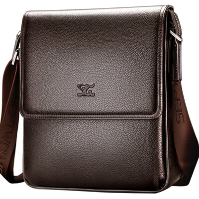 

Seven wolves SEPTWOLVES male bag shoulder bag men Messenger bag head layer leather fashion casual bag 1A01026A coffee color