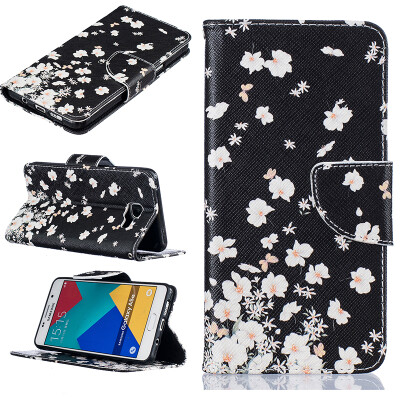 

Small white flowers Design PU Leather Flip Cover Wallet Card Holder Case for SAMSUNG GALAXY A5 2016/A510