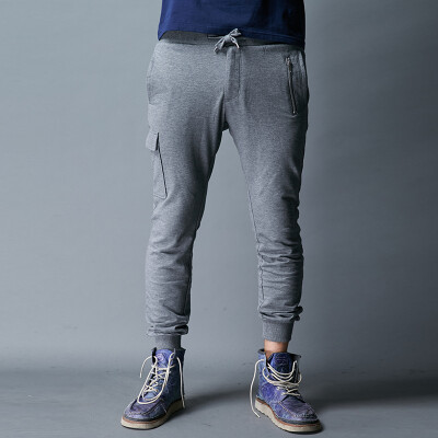 

YOMS men 's casual pants men' s cotton leisure home sports feet casual pants men 's trousers in the horse gray  170