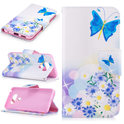 

Butterfly and flower Design PU Leather Flip Cover Wallet Card Holder Case for LG G6