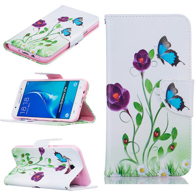 

Blue butterfly Design PU Leather Flip Cover Wallet Card Holder Case for SAMSUNG Galaxy J7 2016J710