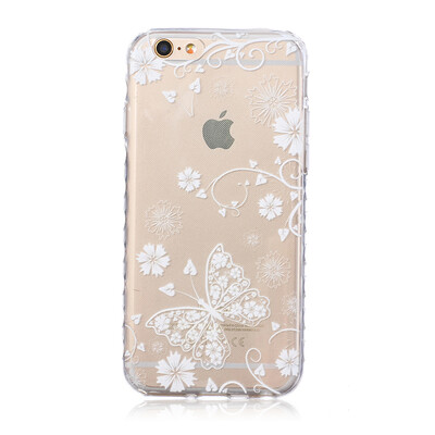 

White butterfly Pattern Soft Thin TPU Rubber Silicone Gel Case Cover for IPHONE 6 Plus6S Plus